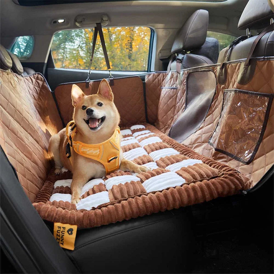 Cozy Plaid Non-Slip Dog Bed Mat for Car Seat Extender