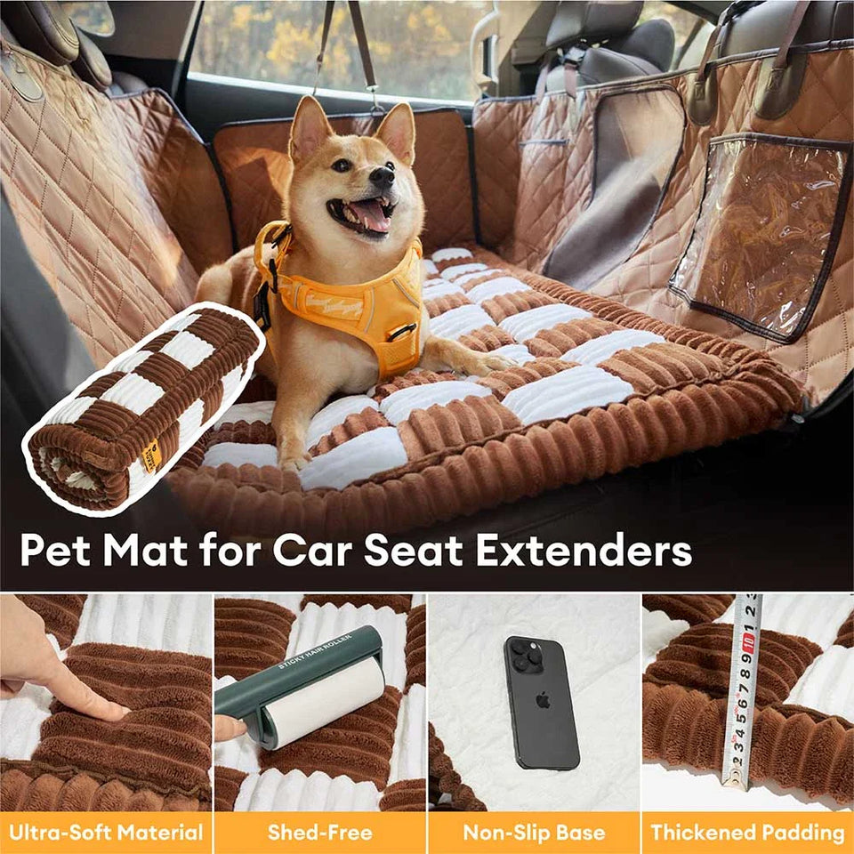 Cozy Plaid Non-Slip Dog Bed Mat for Car Seat Extender