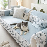 Embroidered Lace Fresh Non-Slip Couch Cover with Ruffled Trim