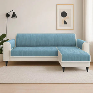 All-Season Anti-Slip Striped Pet Rug Furniture Protector with Armrest Couch Cover - Keep Still