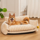 Bed Cover - Trendy Striped Faux Lambswool Double Layer Dog & Cat Sofa Bed