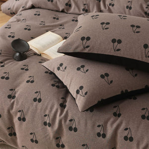 Cute Puppy Jacquard Knit Cotton Duvet Cover Bed Sheet Set