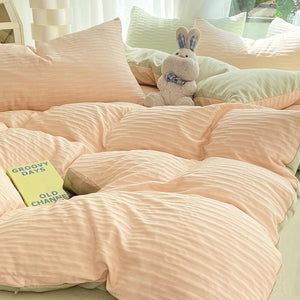 All-Seasons Seersucker Solid Color Comfort Bed Sheet Set