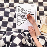 Checkerboard Latex Ice Silk Bedding Fitted Sheet Mattress Cover