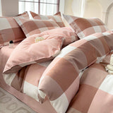 Classic Plaid Color Block Stylish Breathable Bed Sheet Set