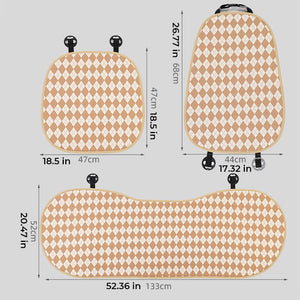 Classic Rhombus Color Matching Non-slip Front Car Seat Cover Full Set