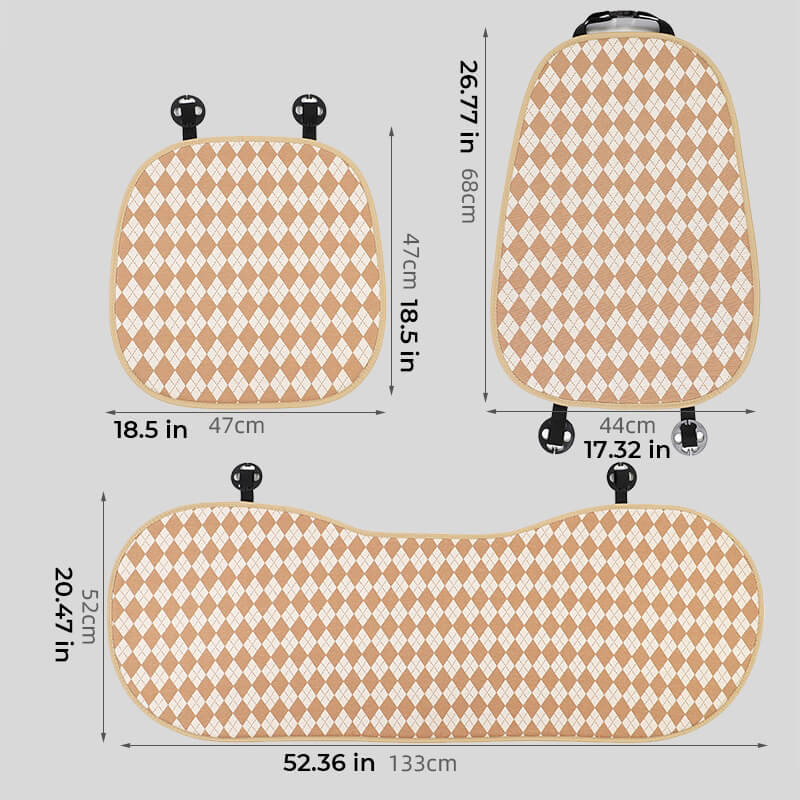 Classic Rhombus Color Matching Non-slip Front Car Seat Cover Full Set