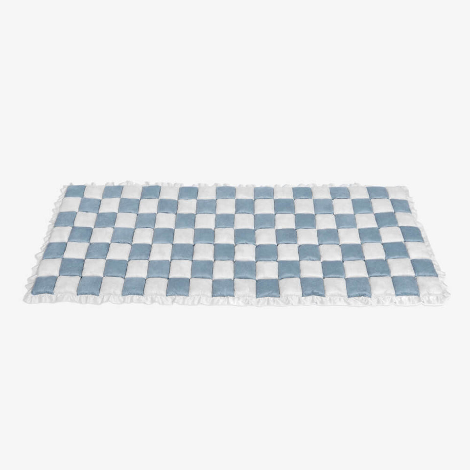 Cream-colored Large Plaid Square Fuzzy Pet Dog Mat Bed Couch Cover