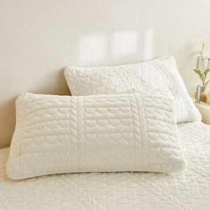 Creamy Milk Velvet Quilted Bed Skirt Set