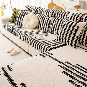 All-Season Soft & Stretchy Fishbone Striped Magic Couch Cover