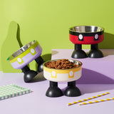 Fun Overalls Design Non-Slip Elevated Large Capacity Dog & Cat Bowl