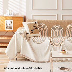 Geometric Pattern Reversible Chenille Throw Couch Cover