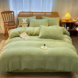 Woven Texture Ultra-Soft Milk Velvet Warm Bed Sheet Set