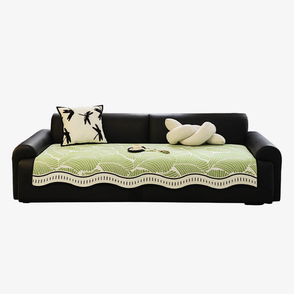 Banana Leaf Pattern Non-Slip Chenille Straight Couch Cover