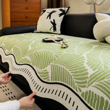 Banana Leaf Pattern Non-Slip Chenille Straight Couch Cover