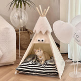 Cute and Funny Striped Semi Enclosed Dog & Cat Tent