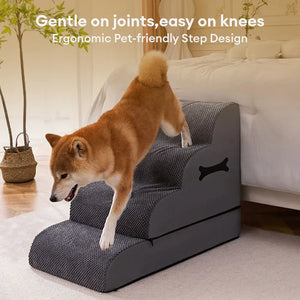 Adjustable Non-Slip Washable Soft Dog Stairs with Gentle Ramp