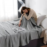 All-Season Lightweight Breathable Cotton Waffle Throw Blanket for Pets & People