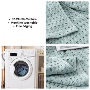 All-Season Lightweight Breathable Cotton Waffle Throw Blanket for Pets & People