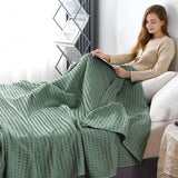 All-Season Lightweight Breathable Cotton Waffle Throw Blanket for Pets & People