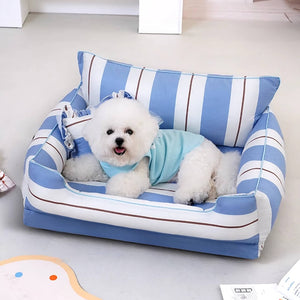 Cotton Full-Surround Dog & Cat Sofa Bed with Pillow