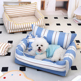 Cotton Full-Surround Dog & Cat Sofa Bed with Pillow