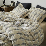Diamond Jacquard Double-Layer Crinkled Cotton Bed Sheet Set