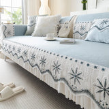 Embroidered Lace Fresh Non-Slip Couch Cover with Ruffled Trim