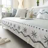 Embroidered Lace Fresh Non-Slip Couch Cover with Ruffled Trim