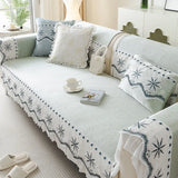 Embroidered Lace Fresh Non-Slip Couch Cover with Ruffled Trim