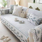 Embroidered Lace Fresh Non-Slip Couch Cover with Ruffled Trim