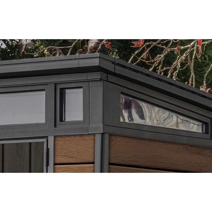 Keter 7′ x 7′ Walnut Signature Pent Plastic Shed – Walnut Woodlook - Image 5