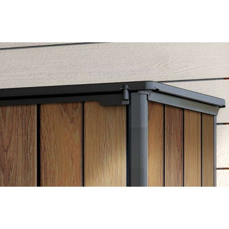 Keter 4.5′ x 2′ Walnut Signature Heavy Duty Vertical Plastic Garden Shed with Shelves – Walnut - Image 5