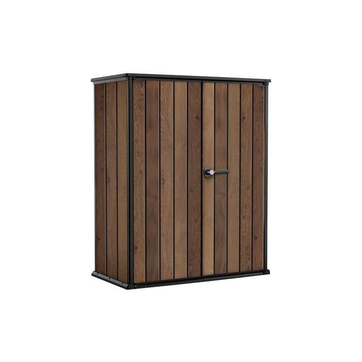 Keter 4.5′ x 2′ Walnut Signature Heavy Duty Vertical Plastic Garden Shed with Shelves – Walnut