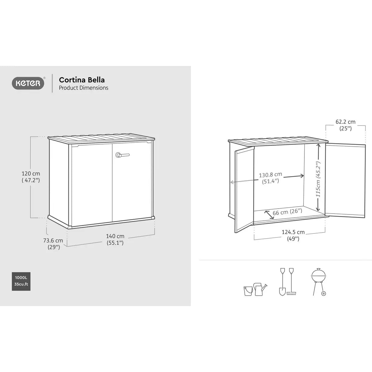 Keter Cortina Bella 4′ x 2′ Plastic Vertical Storage Shed - Image 8