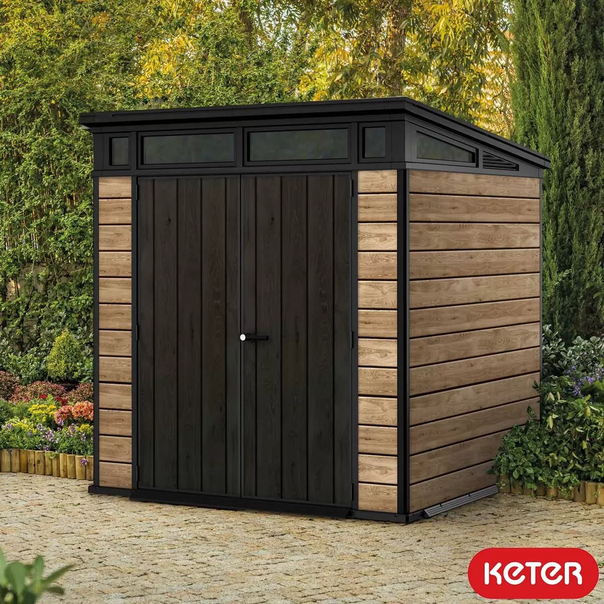 Keter 7′ x 7′ Ashwood Signature Pent Plastic Shed – Woodlook - Image 6