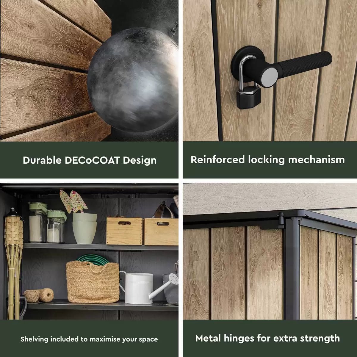 Keter 4.5′ x 2′ Ashwood Signature Alto Heavy Duty Vertical Plastic Garden Shed with Shelves – Woodlook - Image 4