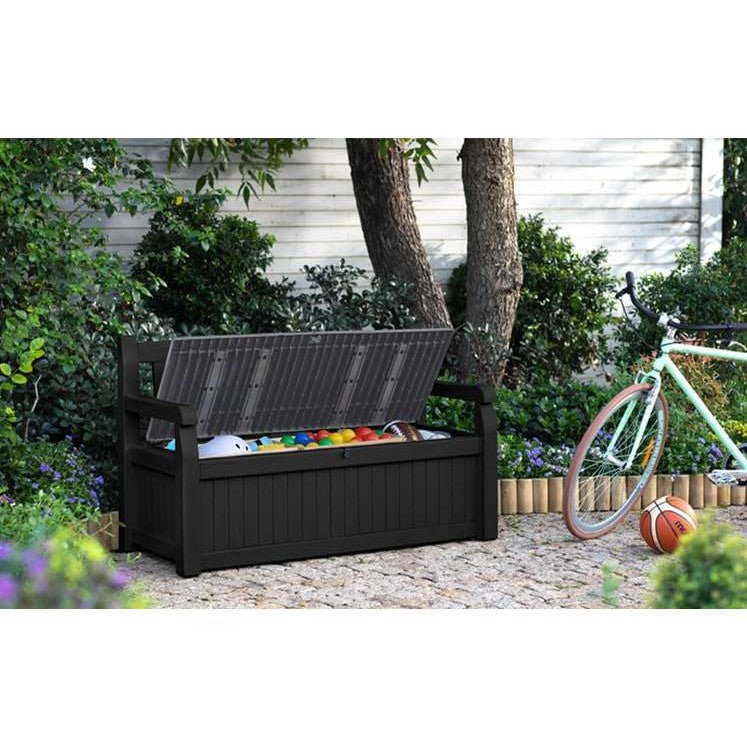 Keter Eden 265L Plastic Storage Bench – Dark Grey - Image 4