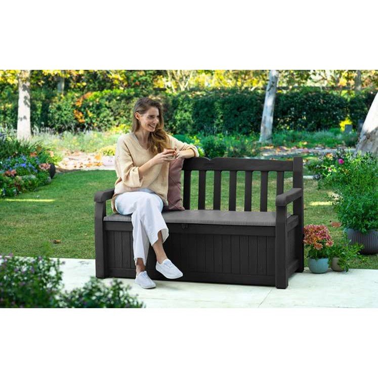 Keter Eden 265L Plastic Storage Bench – Dark Grey - Image 3