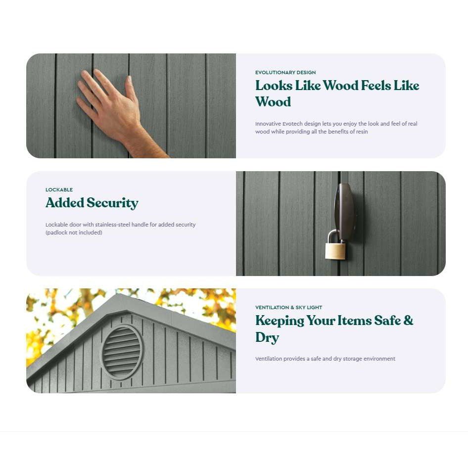 Keter 4’x6′ Darwin Heavy Duty Plastic Garden Shed – Green - Image 8