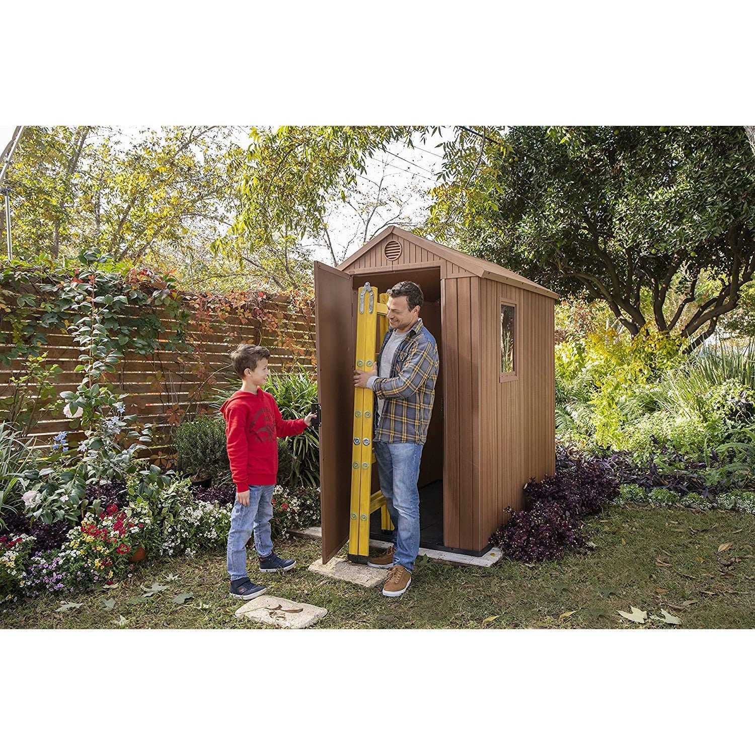 Keter Darwin 6x4 ft Plastic Shed with floor – Brown - Image 2