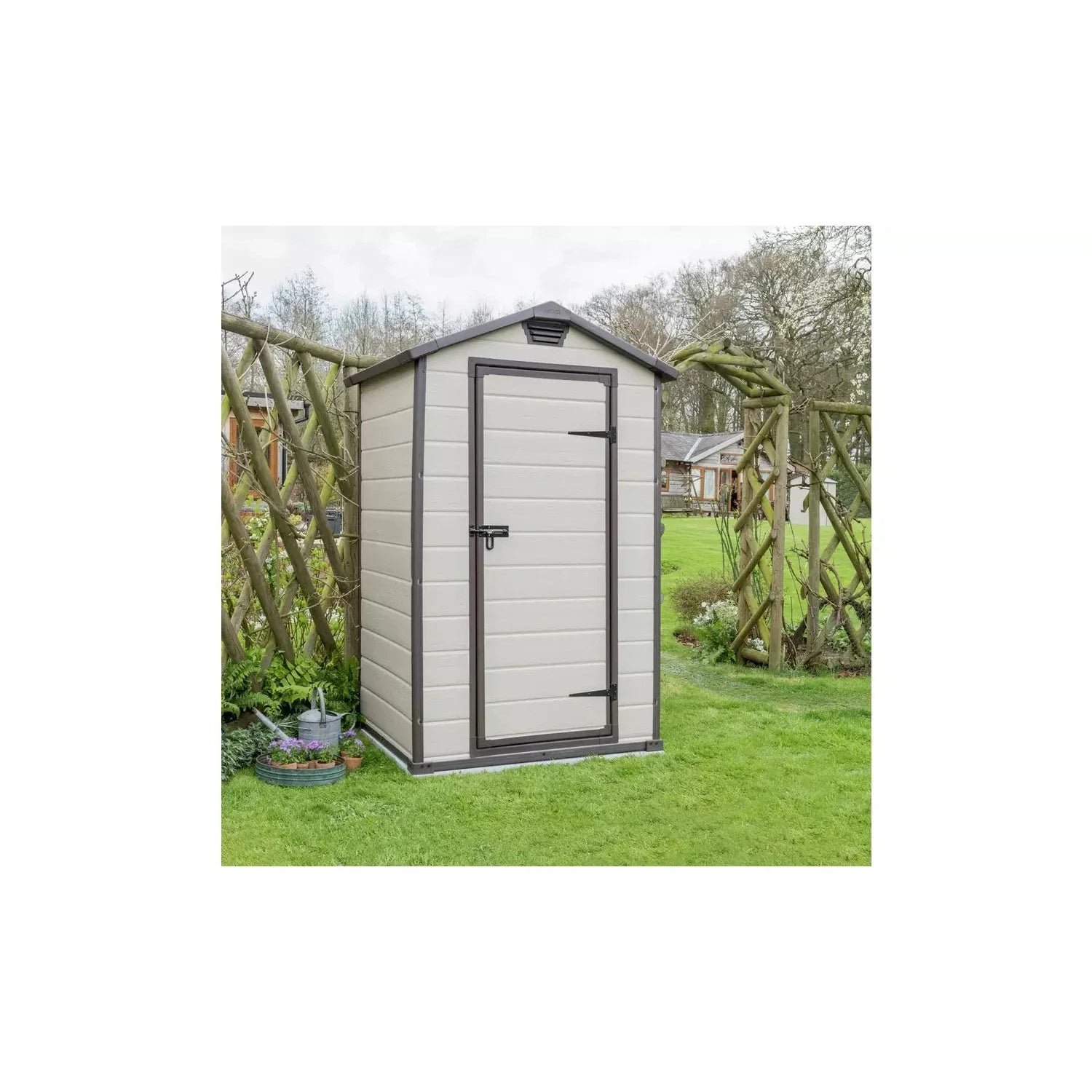 Keter 4′ x 3′ Manor Plastic Garden Storage Shed – Beige - Image 4