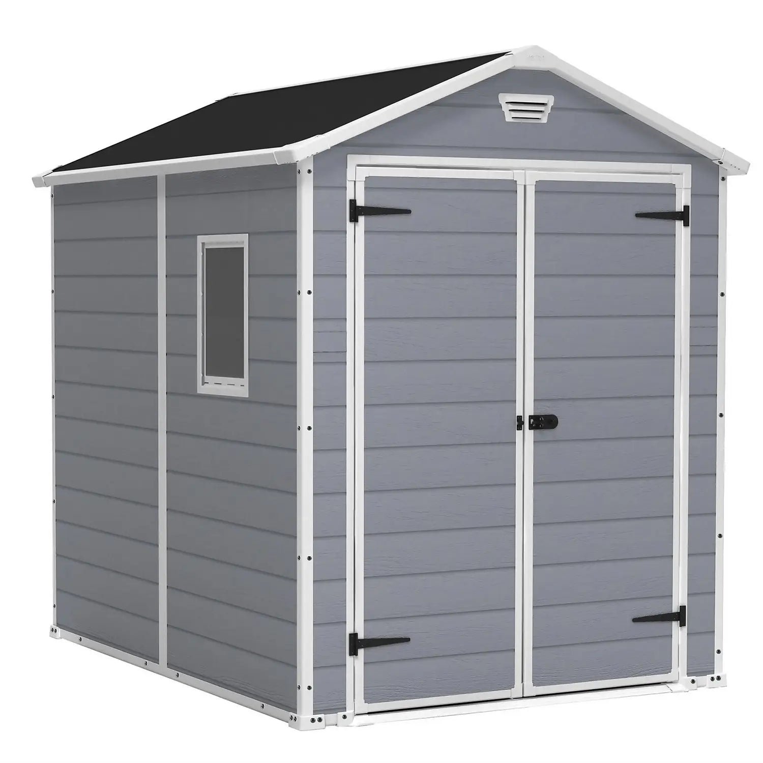 Keter 6′ x 8′ Manor Plastic Garden Storage Shed – Grey