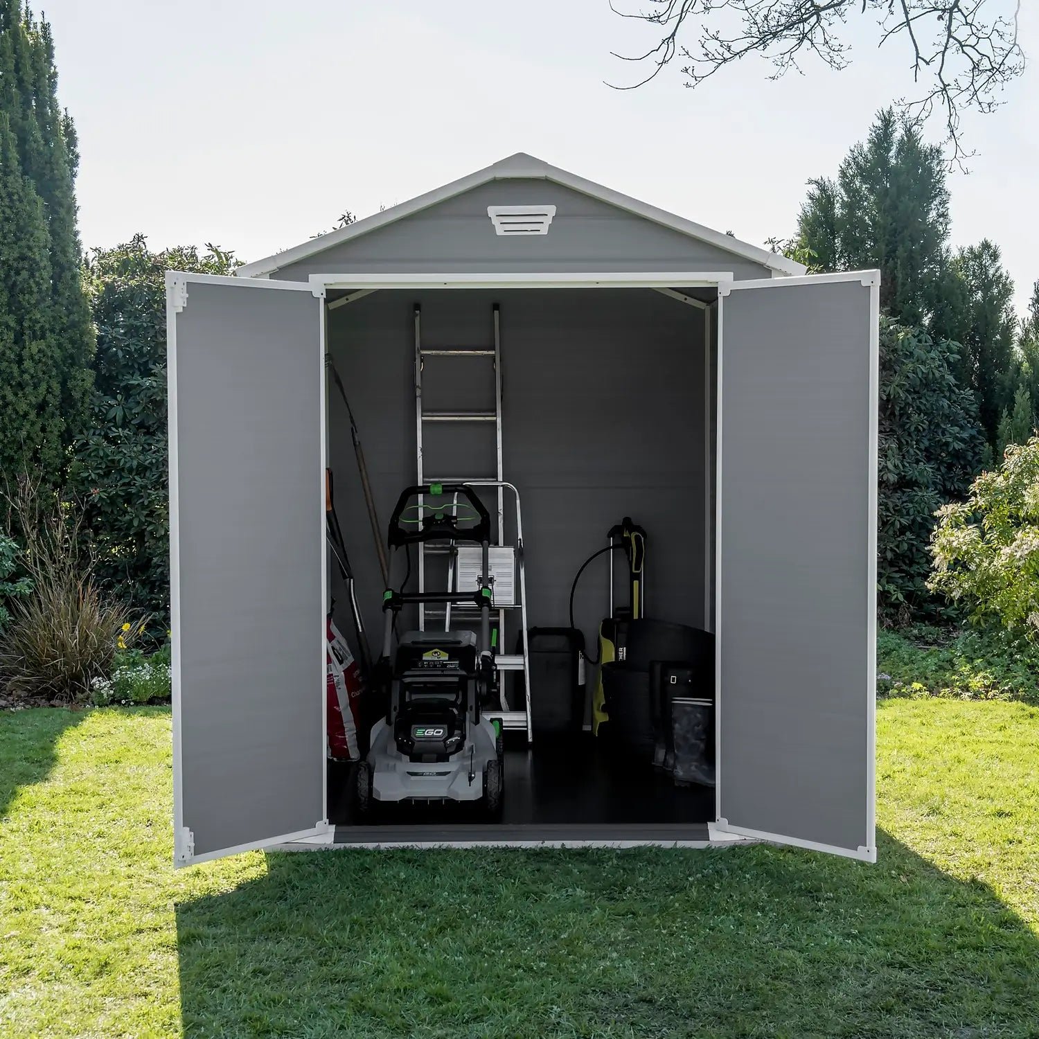 Keter 6′ x 8′ Manor Plastic Garden Storage Shed – Grey - Image 6