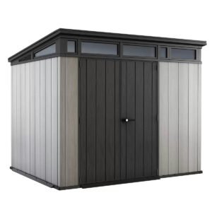 Keter 9’x 7′ Artisan Heavy Duty Plastic Pent Shed – Grey