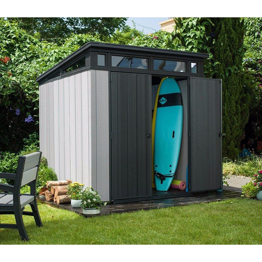 Keter 7’x 7′ Artisan Heavy Duty Plastic Pent Shed – Grey - Image 5