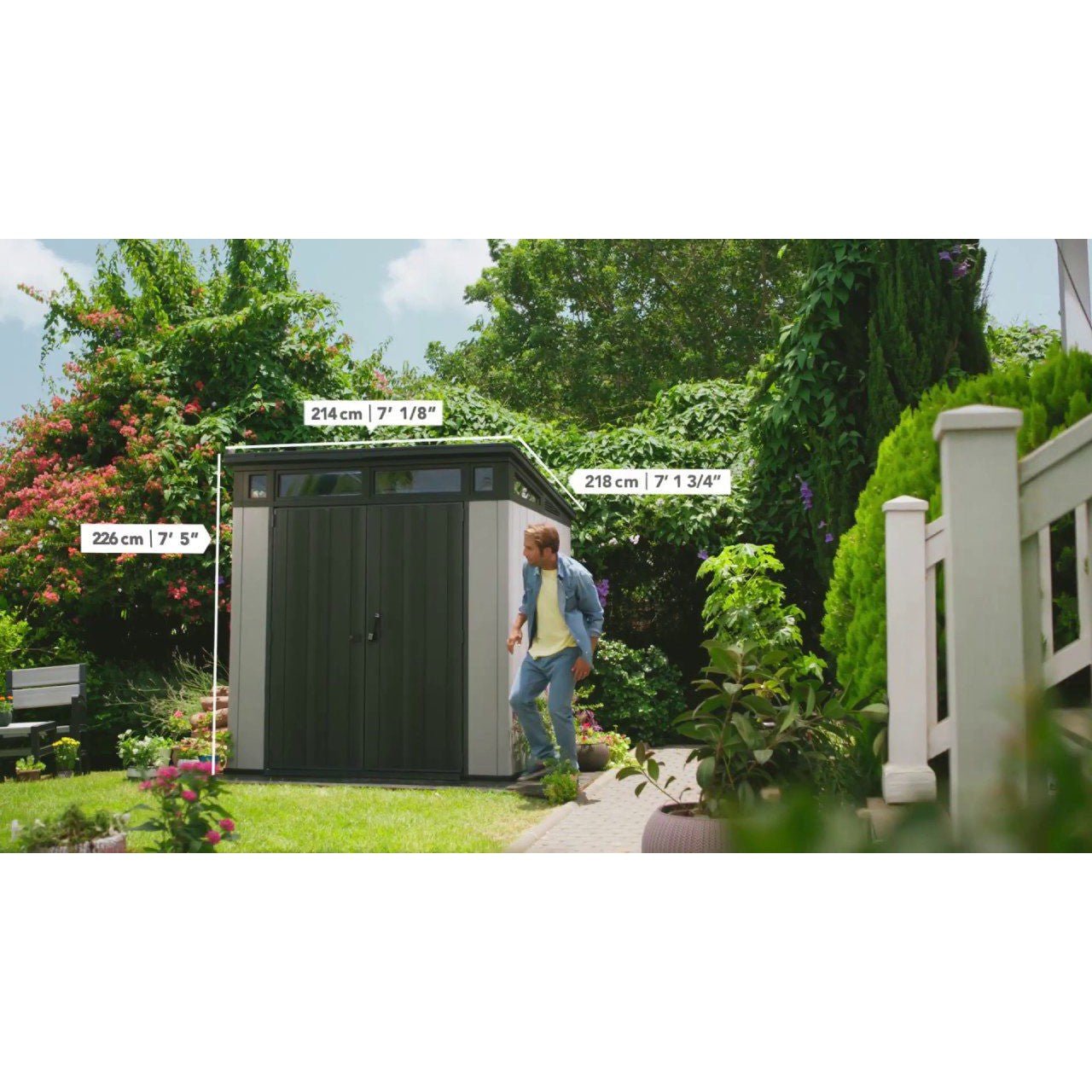 Keter 7’x 7′ Artisan Heavy Duty Plastic Pent Shed – Grey - Image 8