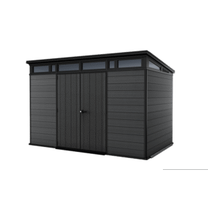 Keter 11’x 7′ Cortina Heavy Duty Plastic Pent Shed – Dark Grey
