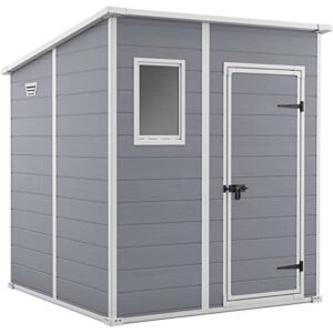 Keter 6′ x 6′ Manor Plastic Pent Garden Storage Shed – Grey