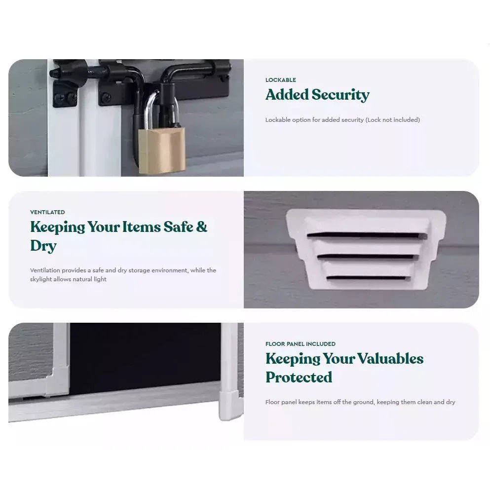 Keter 6′ x 8′ Manor Plastic Garden Storage Shed – Grey - Image 14